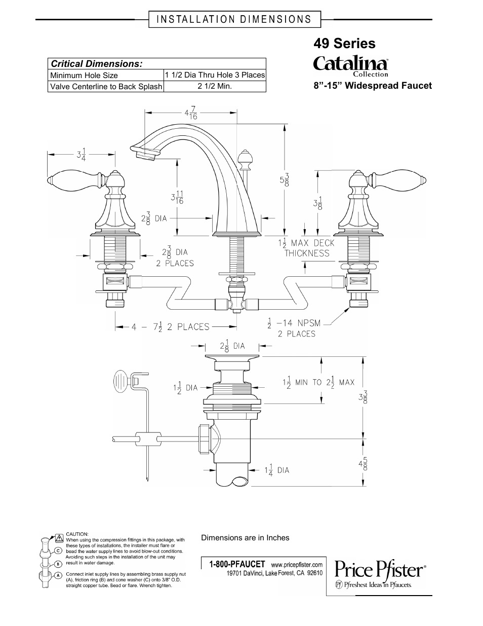 Pfister GT49-E0BK User Manual | 1 page