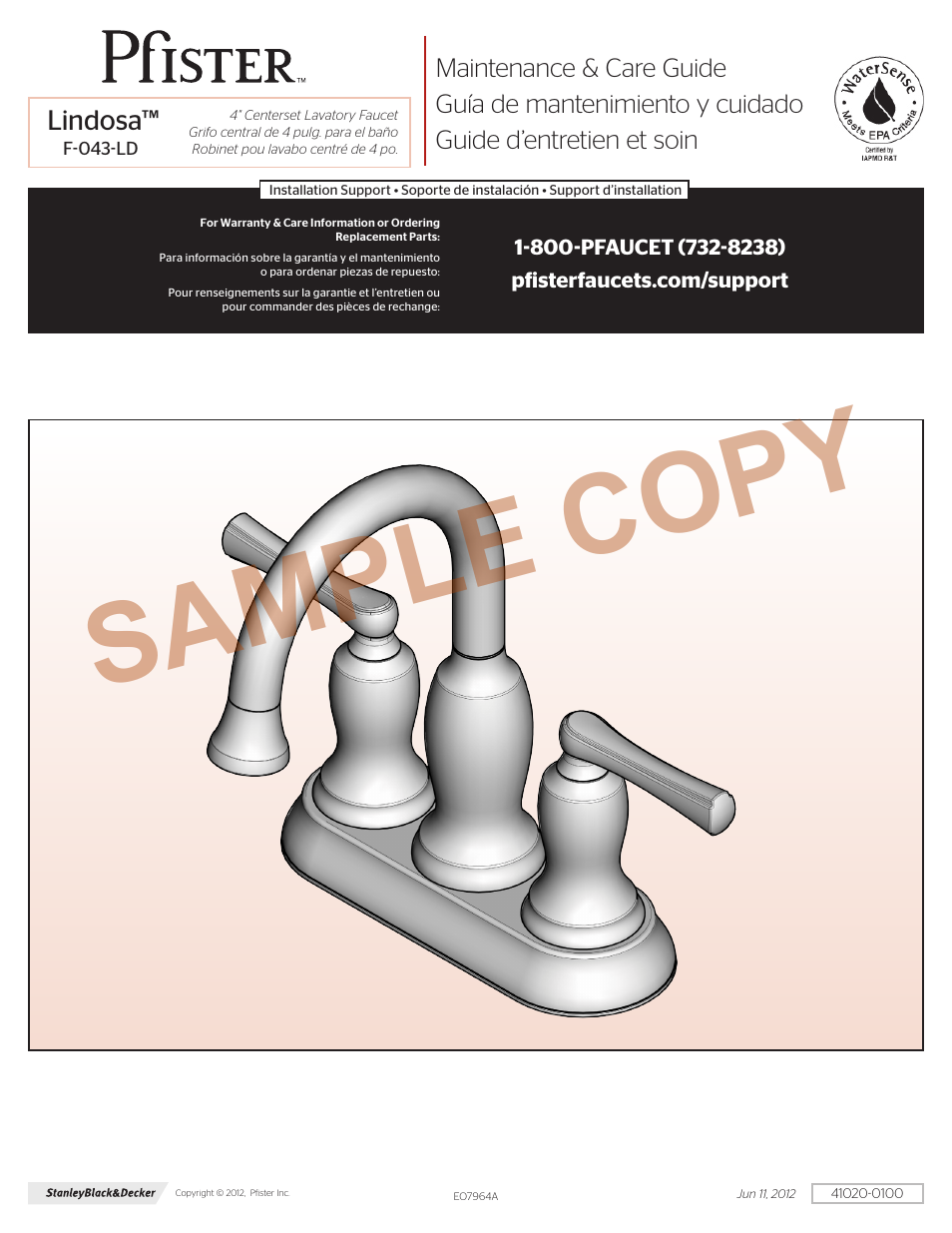 Pfister F-043-LDKK User Manual | 4 pages