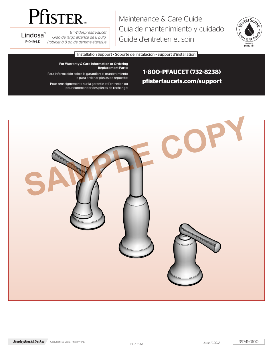 Pfister F-049-LDKK User Manual | 4 pages