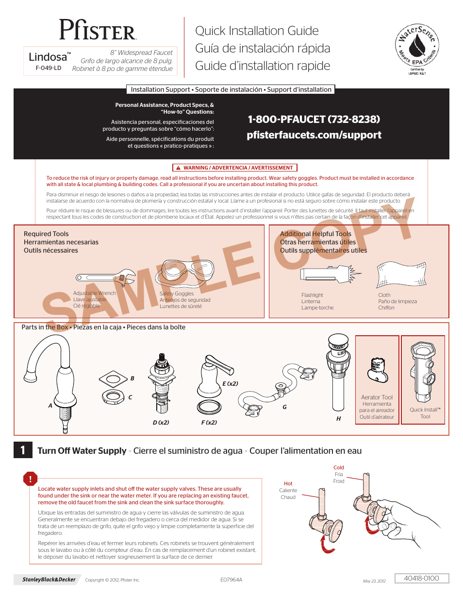 Pfister F-049-LDKK User Manual | 8 pages