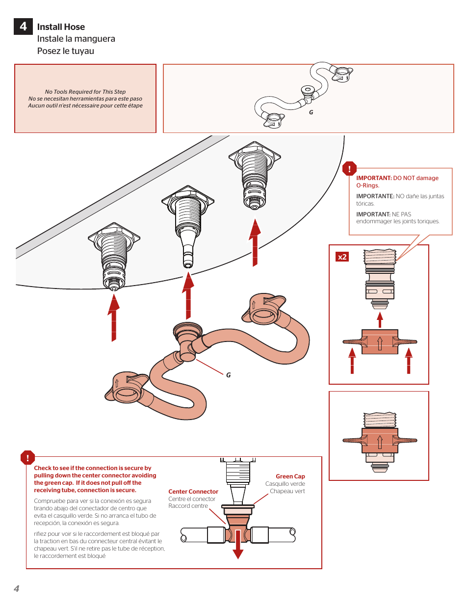 4install hose instale la manguera posez le tuyau | Pfister F-049-LDKK User Manual | Page 4 / 8