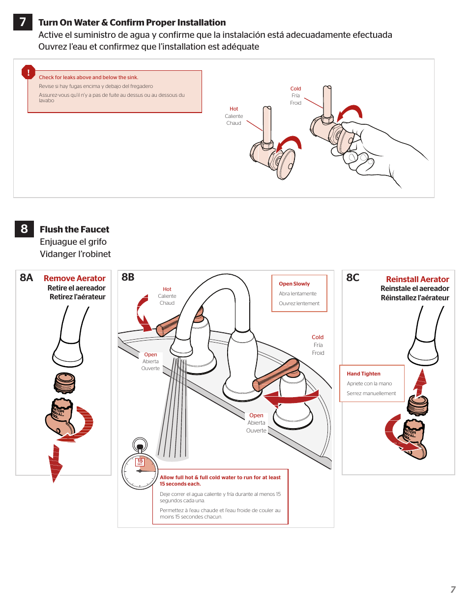 8a 8c, Remove aerator, Reinstall aerator | Pfister F-049-LDKK User Manual | Page 7 / 8