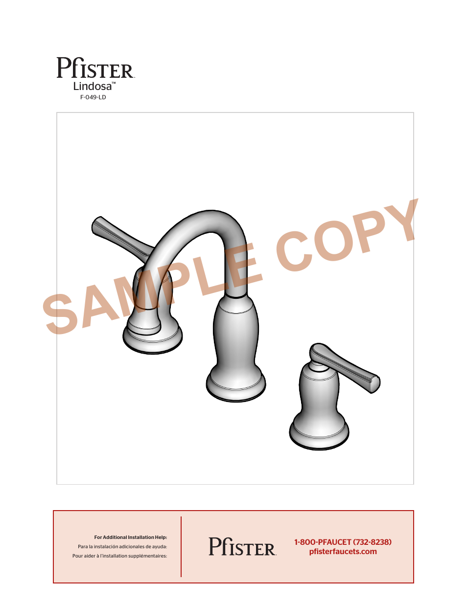 Sample copy | Pfister F-049-LDKK User Manual | Page 8 / 8