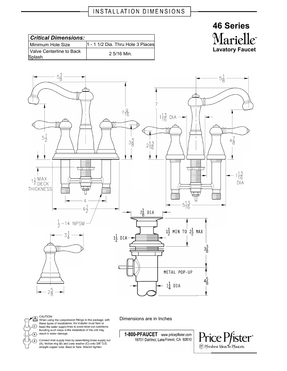 Pfister GT46-M0BK User Manual | 1 page