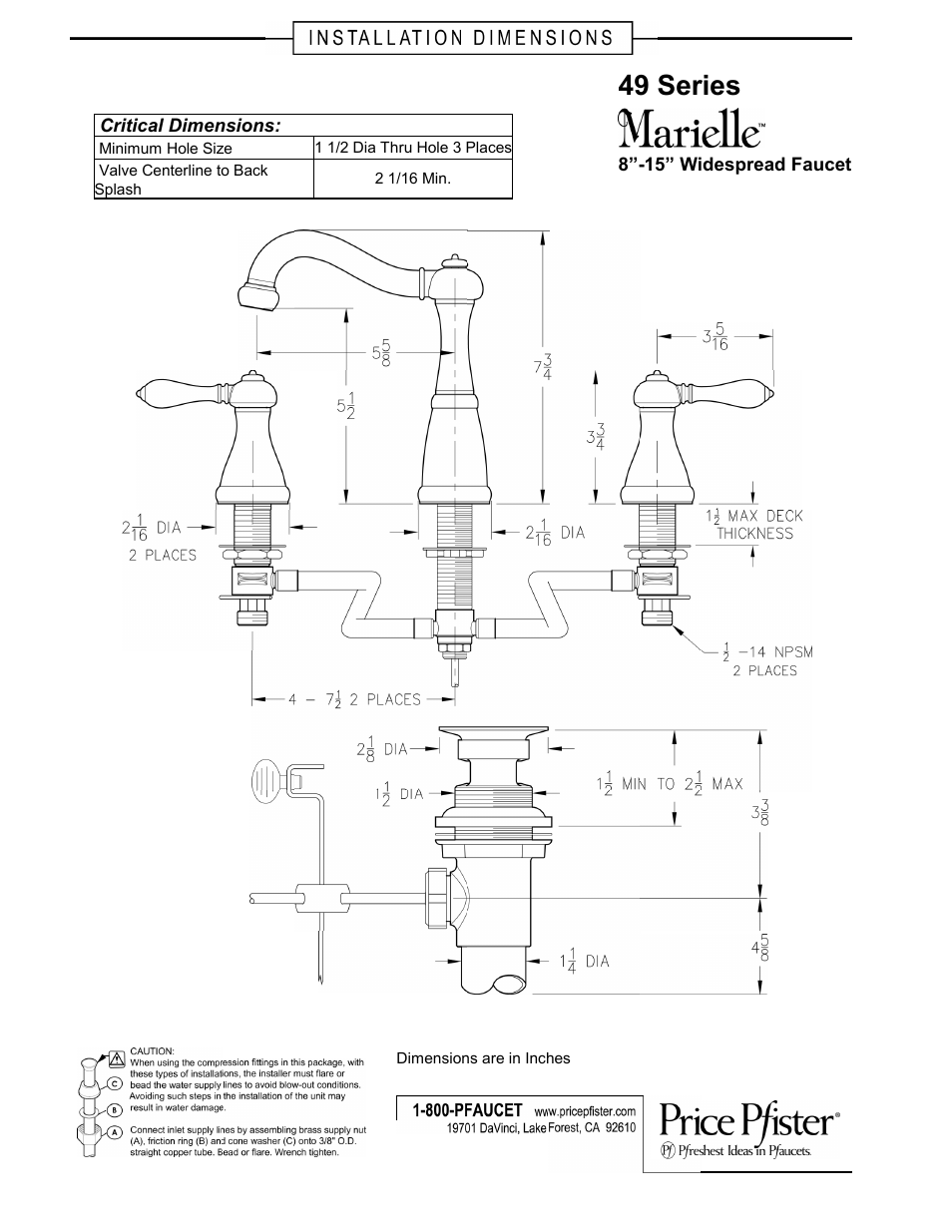 Pfister GT49-M0BK User Manual | 1 page