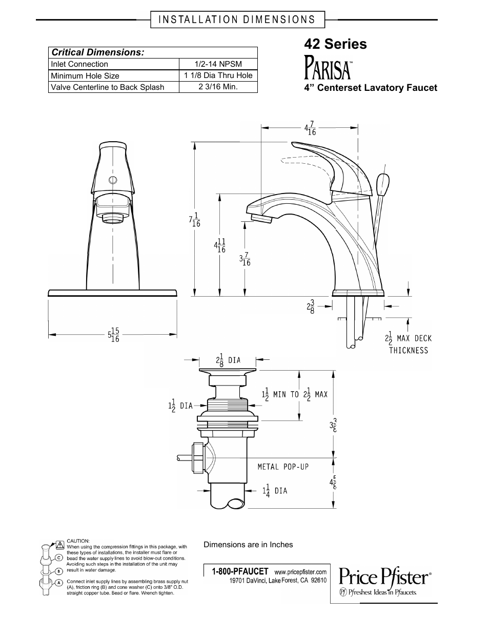 Pfister GT42-AMCK User Manual | 1 page