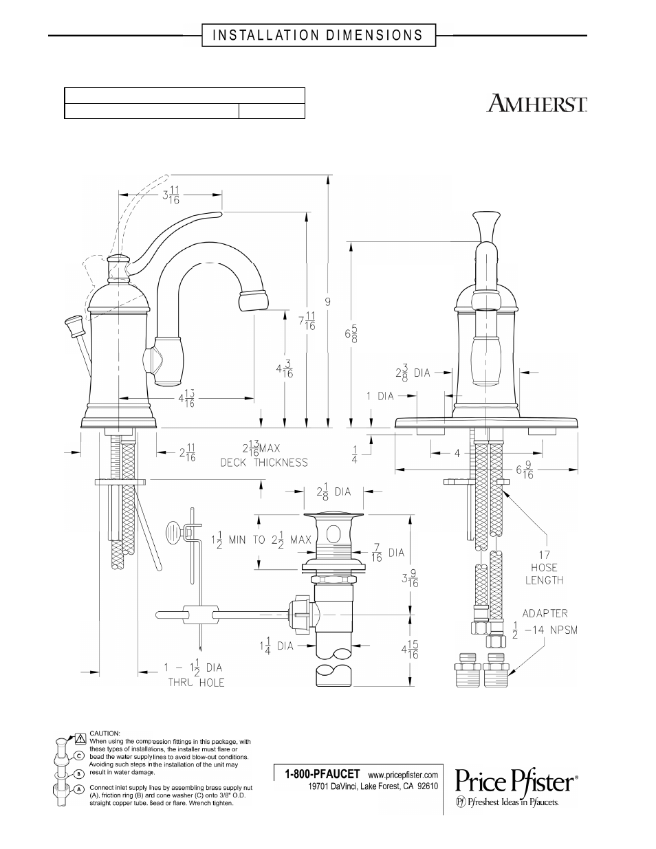 Pfister F-042-HAK0 User Manual | 2 pages