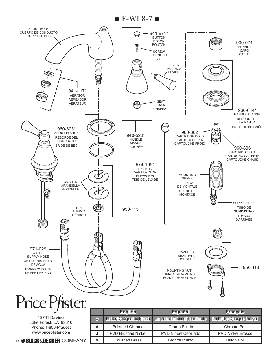 F-wl8-7, A company | Pfister F-WL8-700C User Manual | Page 2 / 6