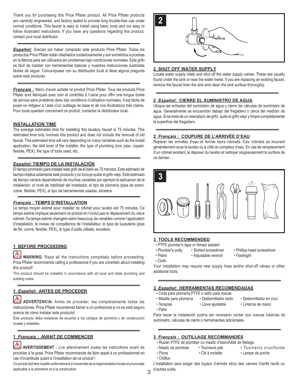 Pfister F-WL8-700C User Manual | Page 3 / 6