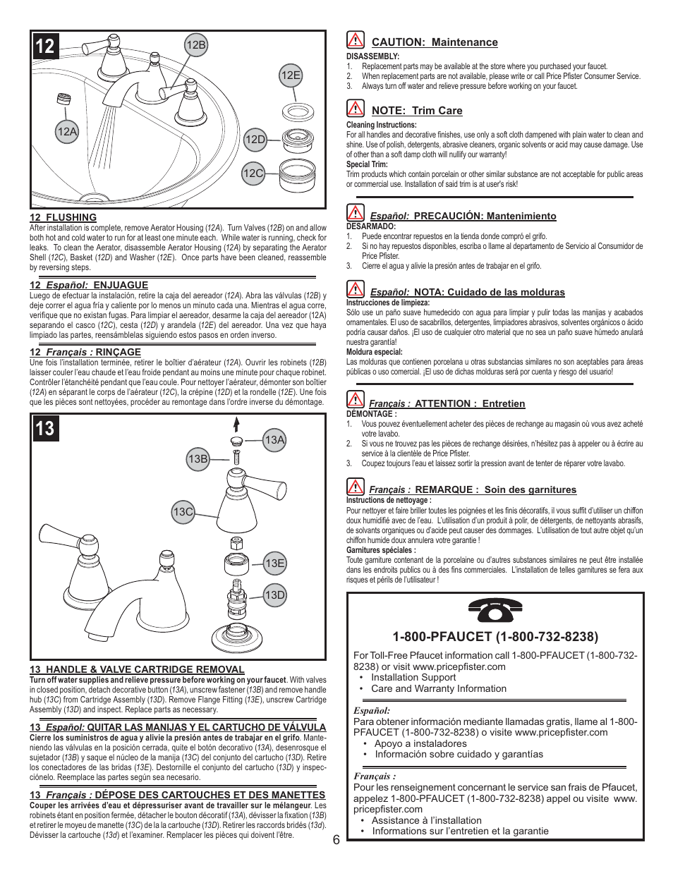 Pfister F-WL8-700C User Manual | Page 6 / 6