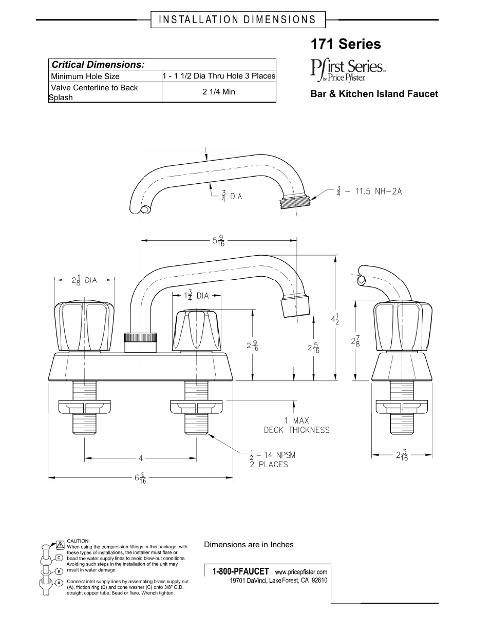 Pfister 171-1000 User Manual | 1 page