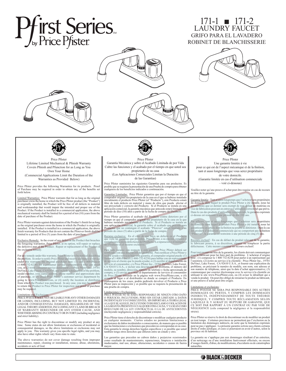 Pfister 171-2100 User Manual | 6 pages