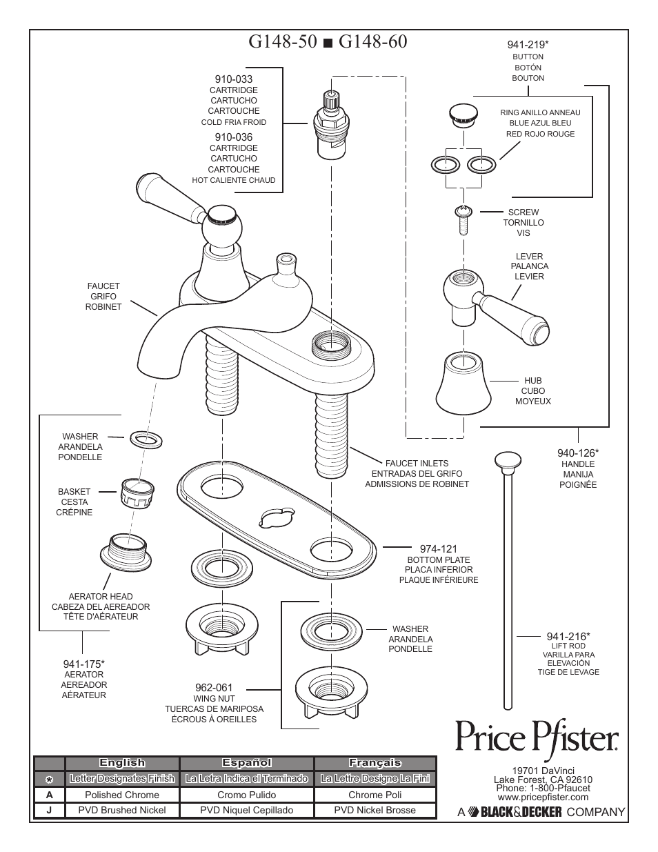A company | Pfister G148-5000 User Manual | Page 2 / 6
