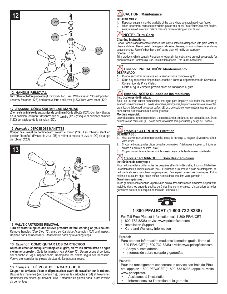 Pfister G148-5000 User Manual | Page 6 / 6