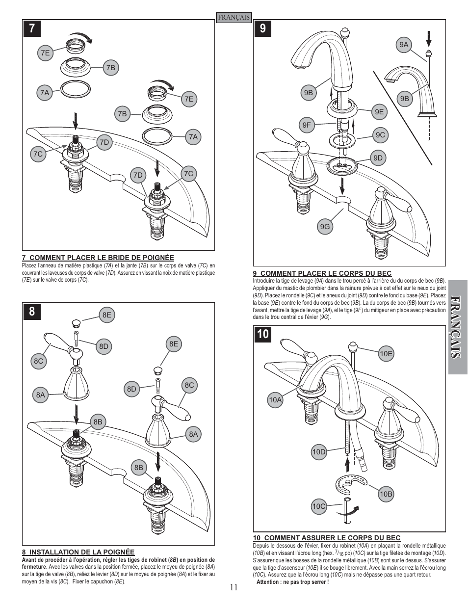 Fran ç ais | Pfister GT49-RP0K User Manual | Page 11 / 14