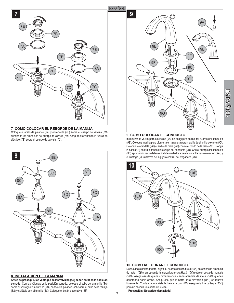 Esp a ñ ol | Pfister GT49-RP0K User Manual | Page 7 / 14