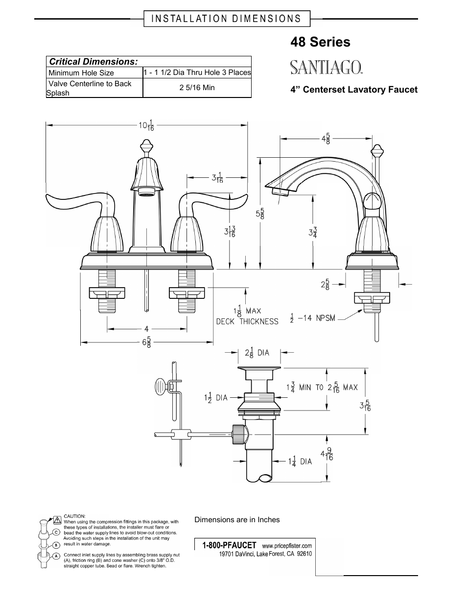 Pfister F-048-ST0K User Manual | 1 page