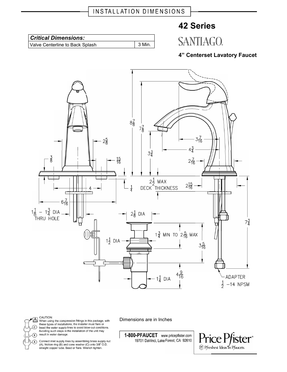 Pfister F-042-ST0K User Manual | 1 page