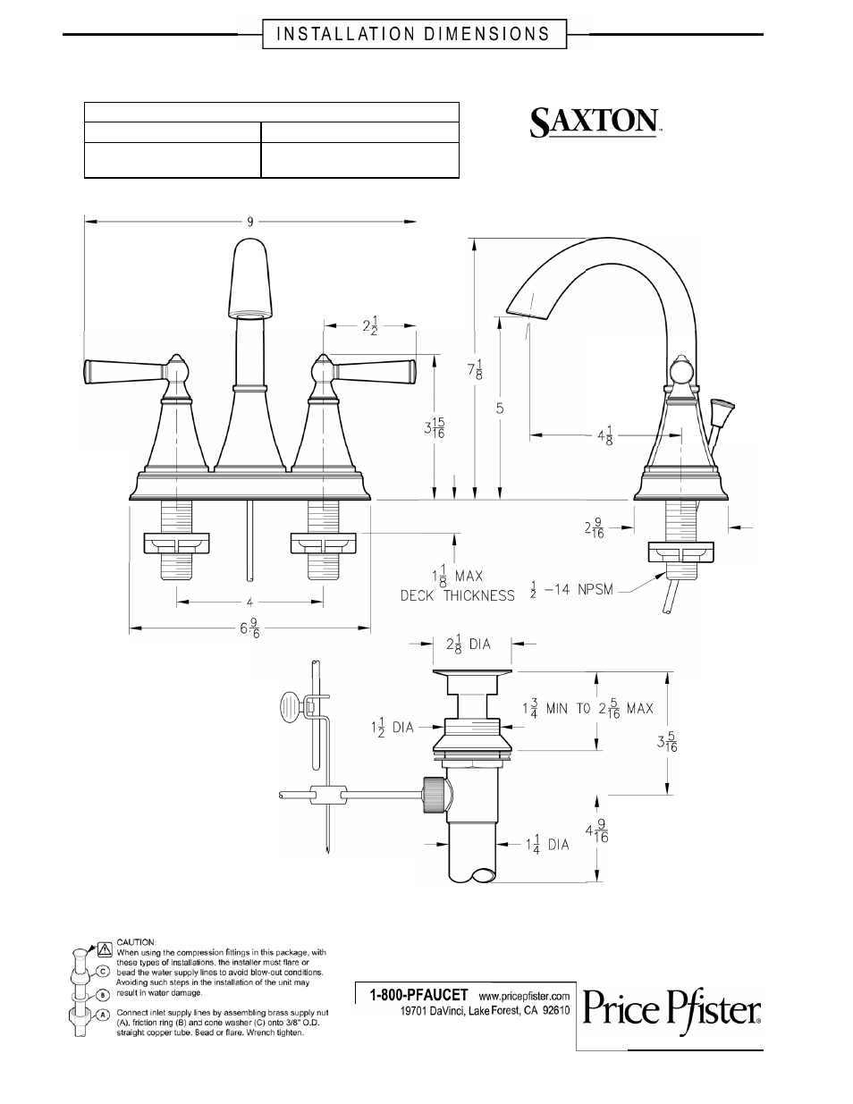 Pfister GT48-GL0K User Manual | 2 pages