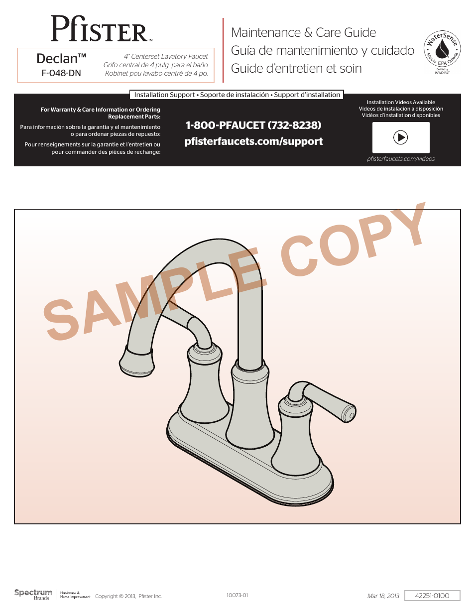 Pfister F-048-DNKK User Manual | 4 pages