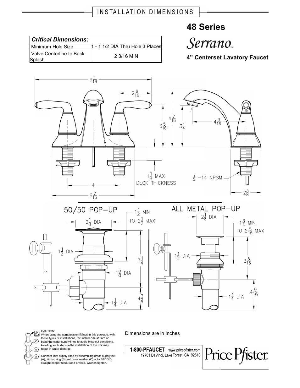 Pfister GT48-SR0K User Manual | 2 pages
