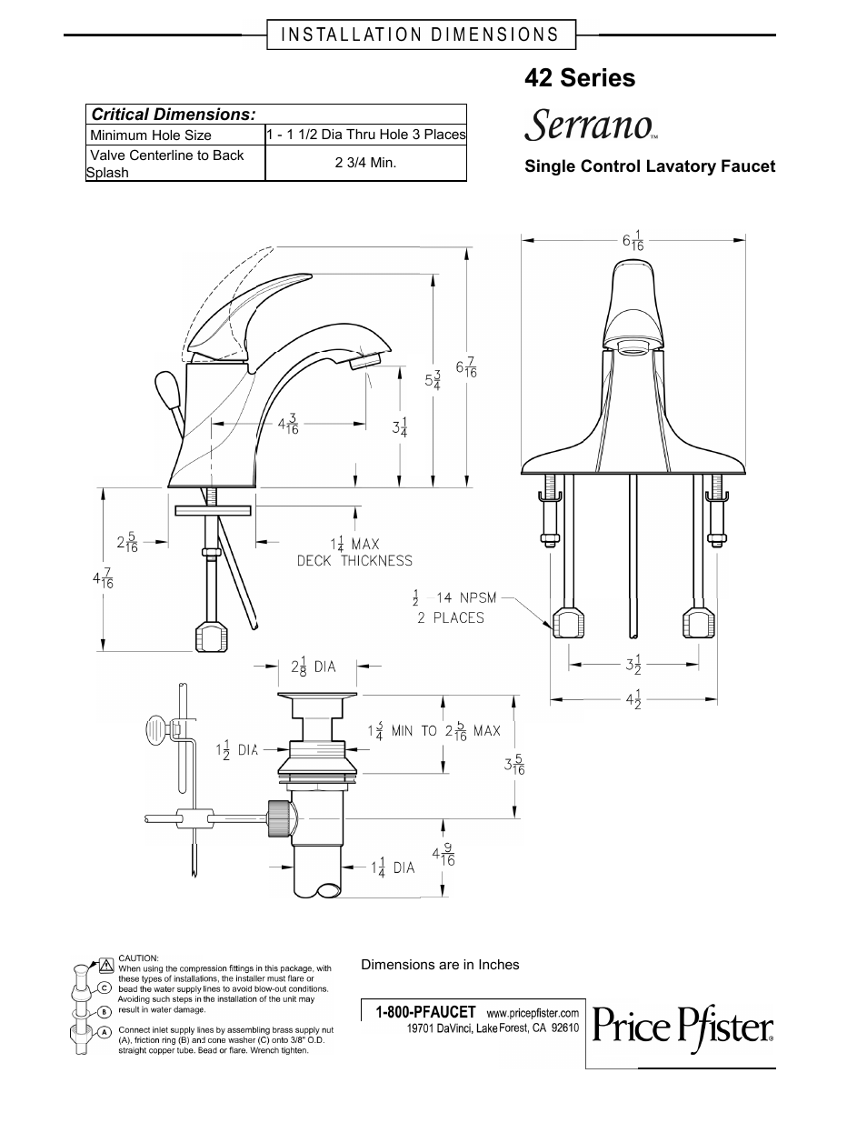 Pfister GT42-SR0K User Manual | 2 pages