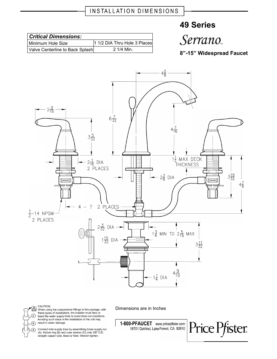 Pfister GT49-SR0K User Manual | 1 page
