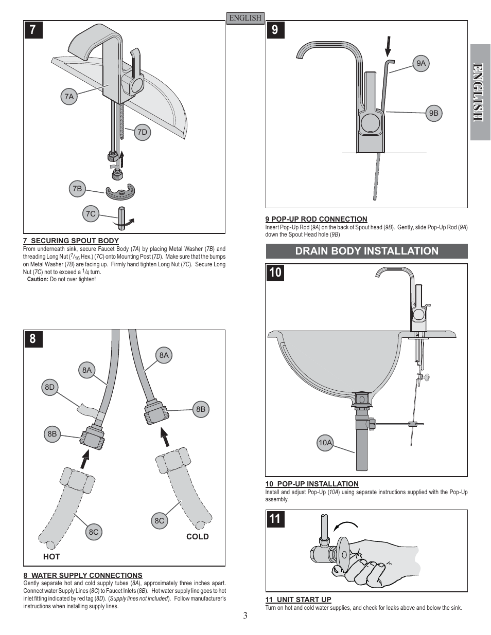 English, Drain body installation | Pfister F-042-SYKK User Manual | Page 3 / 12