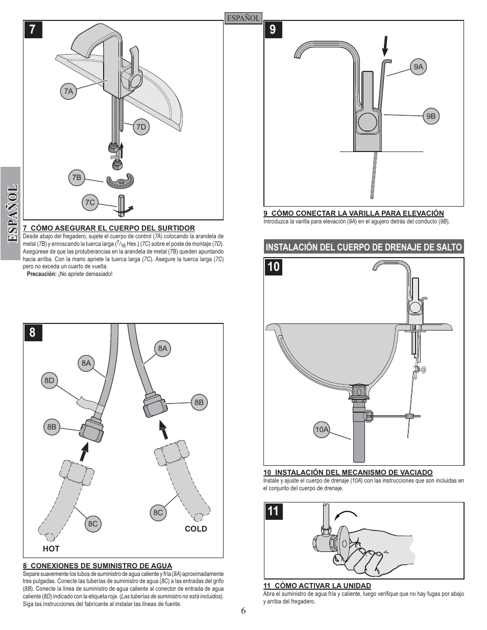 Esp a ñ ol | Pfister F-042-SYKK User Manual | Page 6 / 12