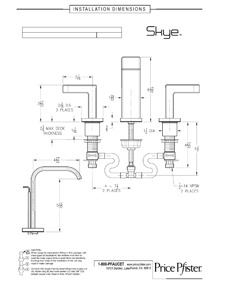 Pfister F-049-SYKK User Manual | 2 pages