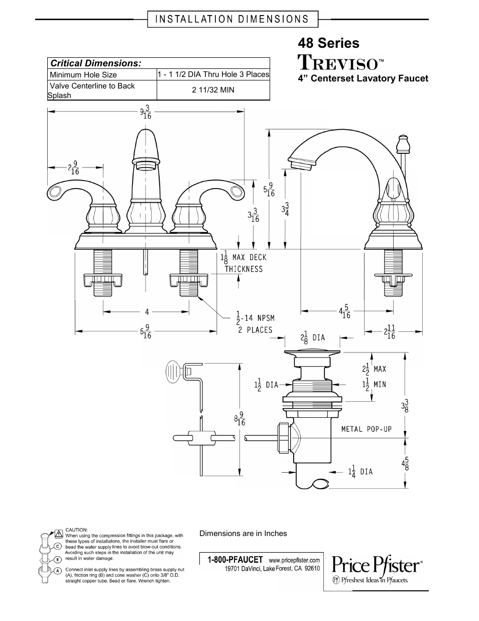Pfister F-048-DK00 User Manual | 1 page