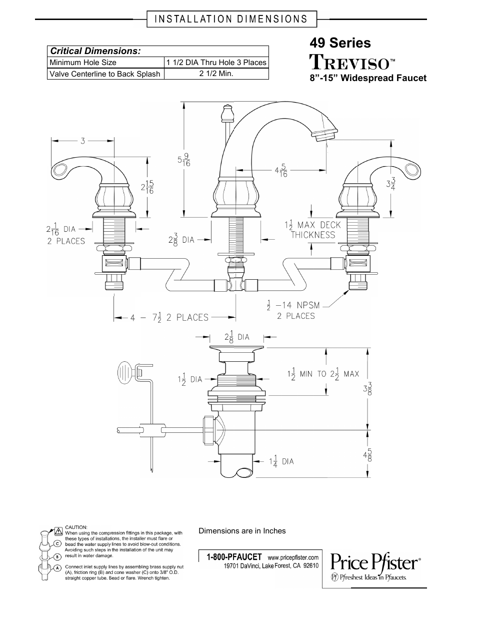 Pfister F-049-DK00 User Manual | 1 page