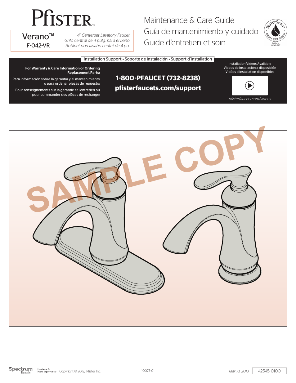 Pfister F-042-VRKK User Manual | 4 pages