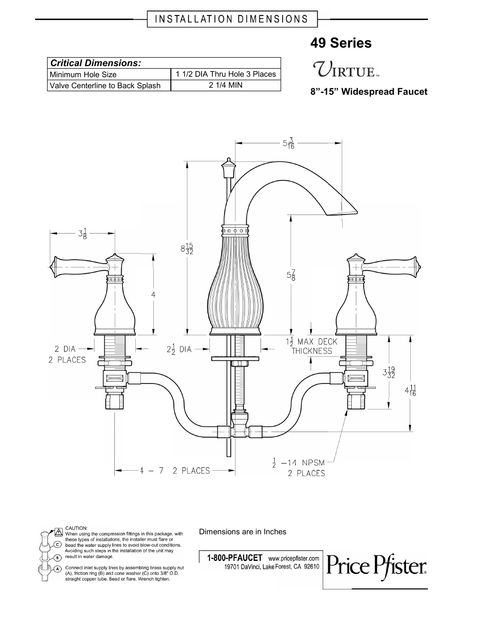 Pfister F-049-VTKK User Manual | 1 page