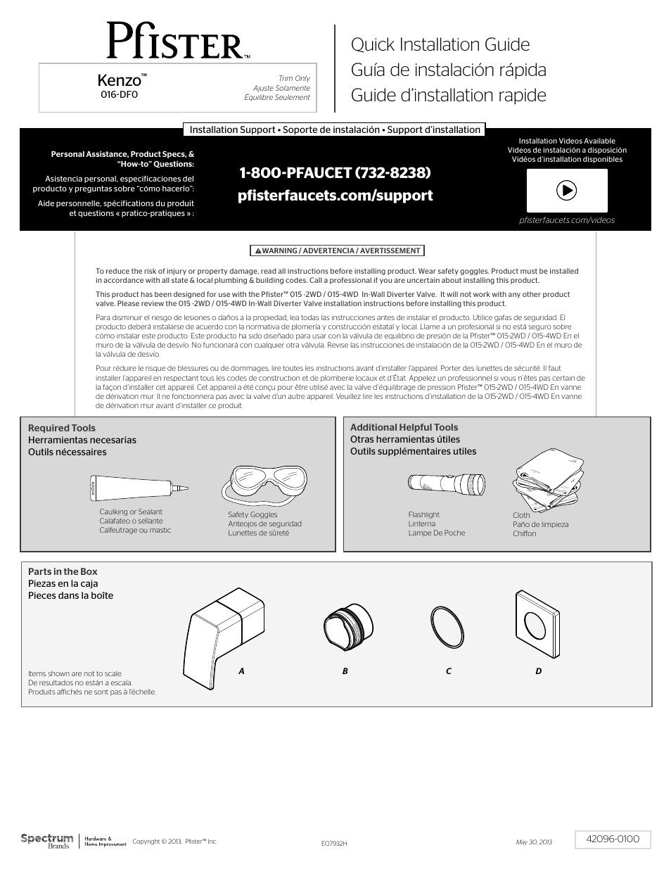 Pfister 016-DF0K User Manual | 2 pages