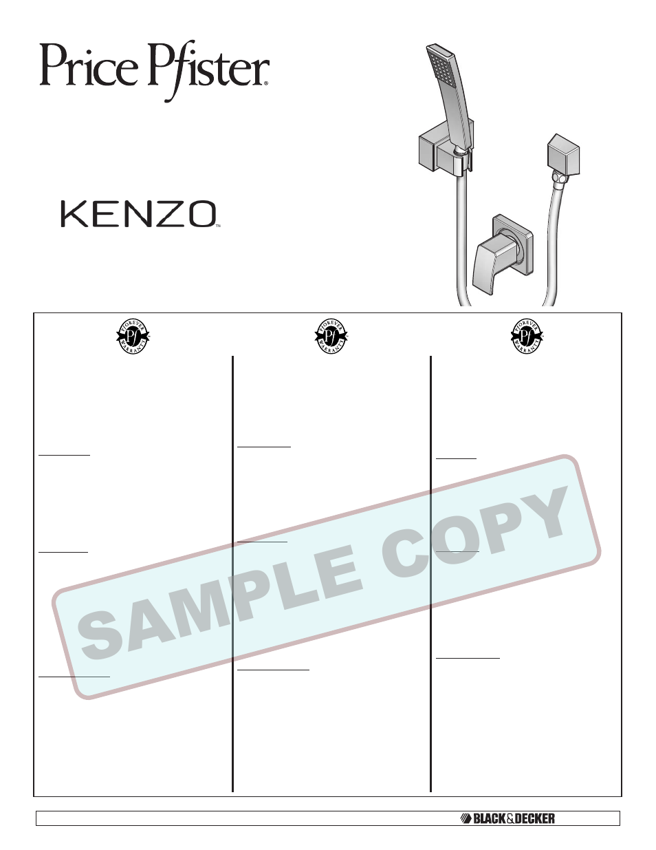 Pfister 016-2DFK User Manual | 12 pages