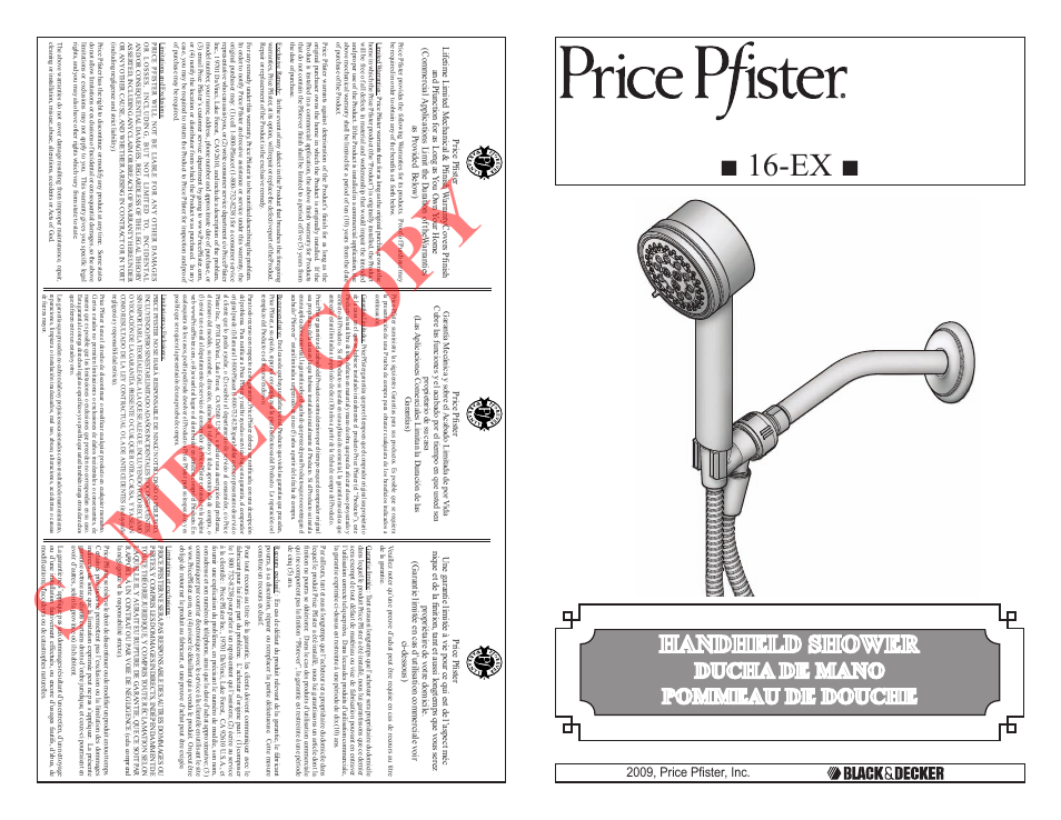 Pfister 016-EX1K User Manual | 4 pages