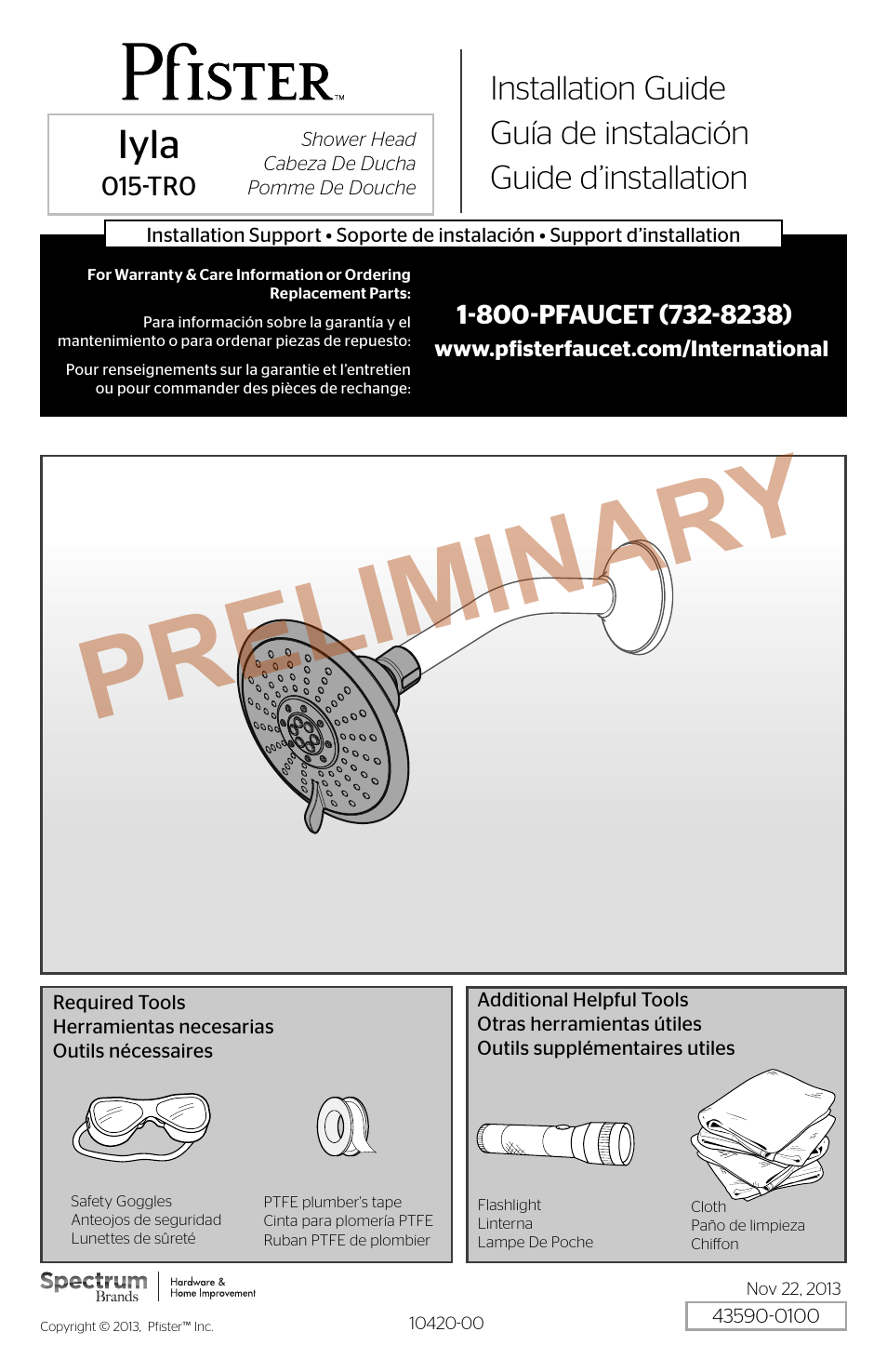 Pfister 015-TR0K User Manual | 4 pages