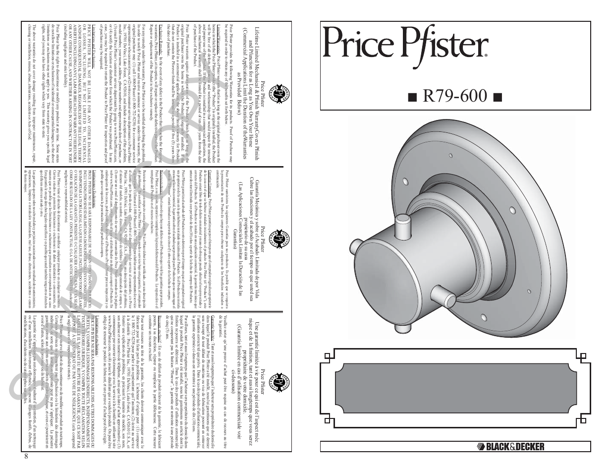 Pfister R79-600K User Manual | 4 pages