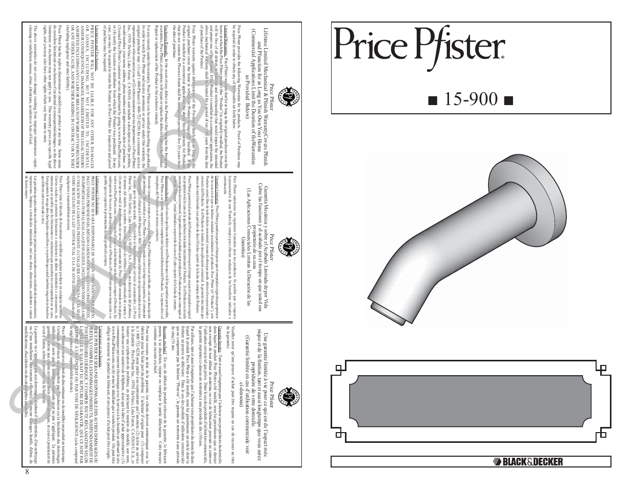 Pfister 015-900K User Manual | 4 pages