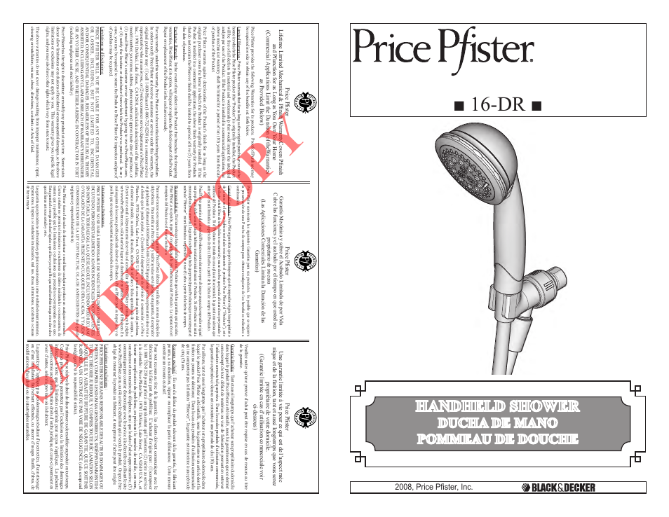 Pfister 016-DR1K User Manual | 4 pages