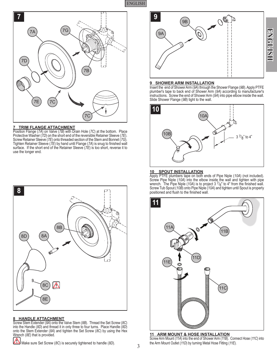 En g li sh | Pfister 8P8-PHHK User Manual | Page 3 / 14