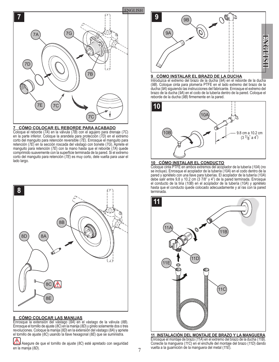En g li sh | Pfister 8P8-PHHK User Manual | Page 7 / 14