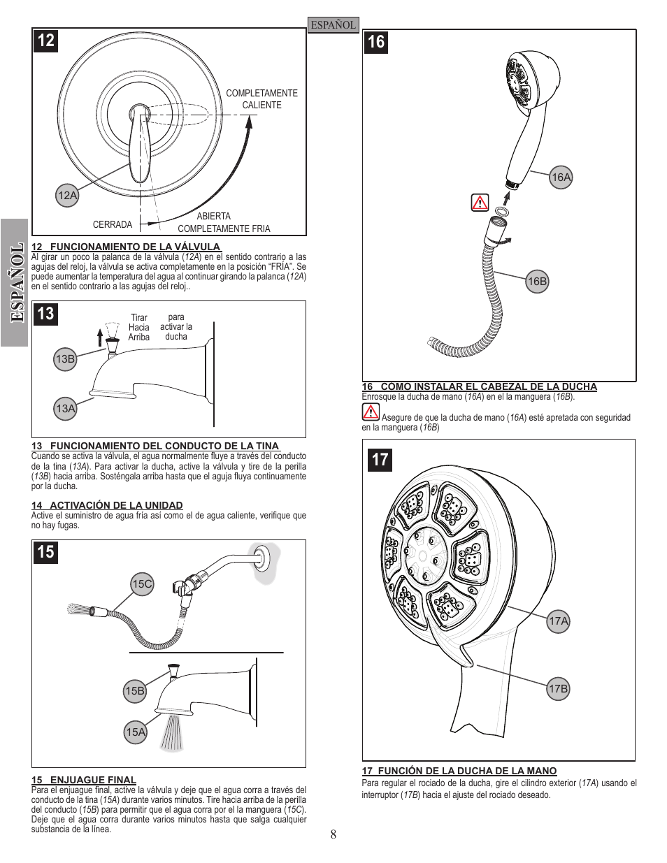 Es pa ñ o l | Pfister 8P8-PHHK User Manual | Page 8 / 14