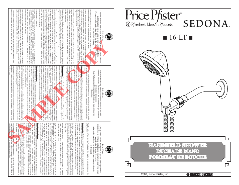 Pfister 016-LT0K User Manual | 4 pages