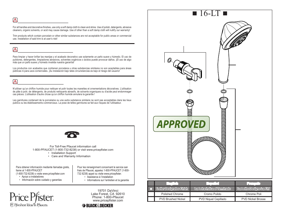 Pfister 016-LT0K User Manual | Page 4 / 4