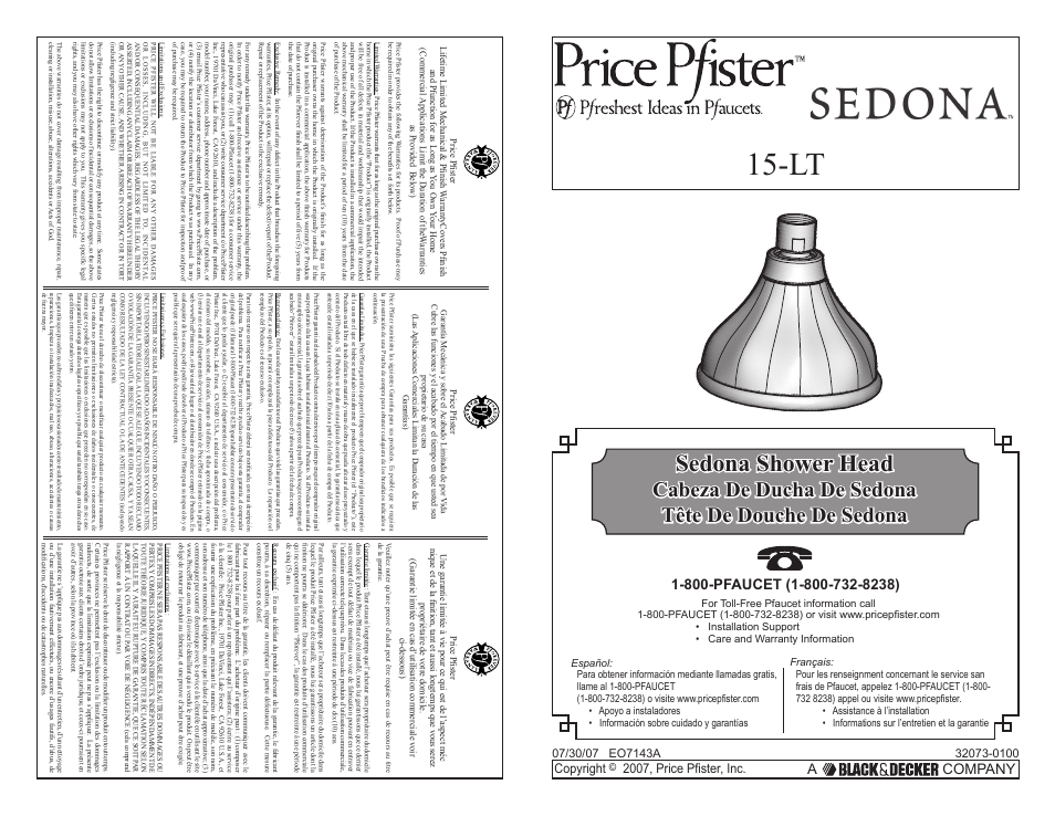 Pfister 015-LT0K User Manual | 2 pages