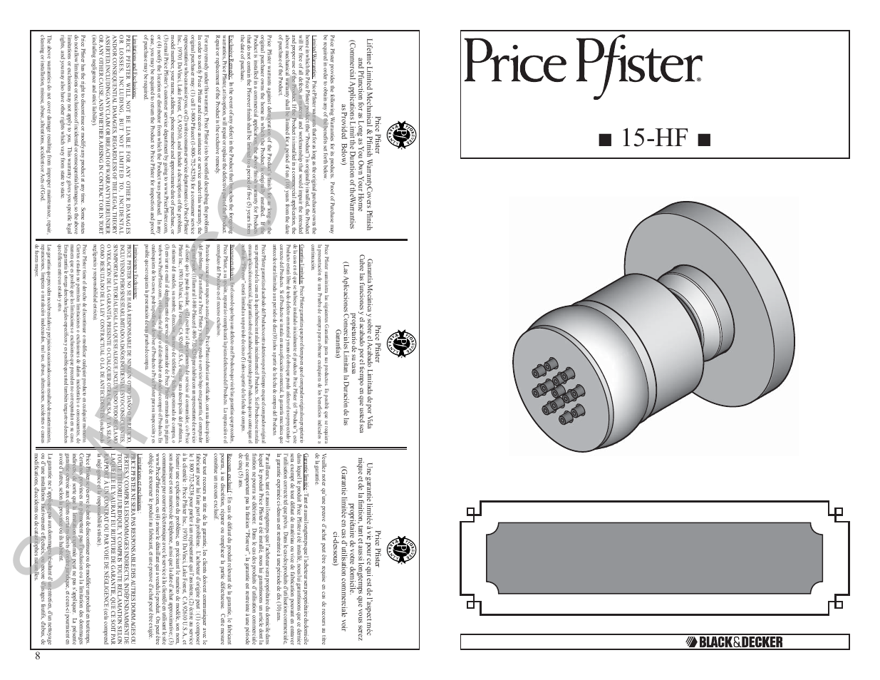 Pfister 015-HF0C User Manual | 4 pages