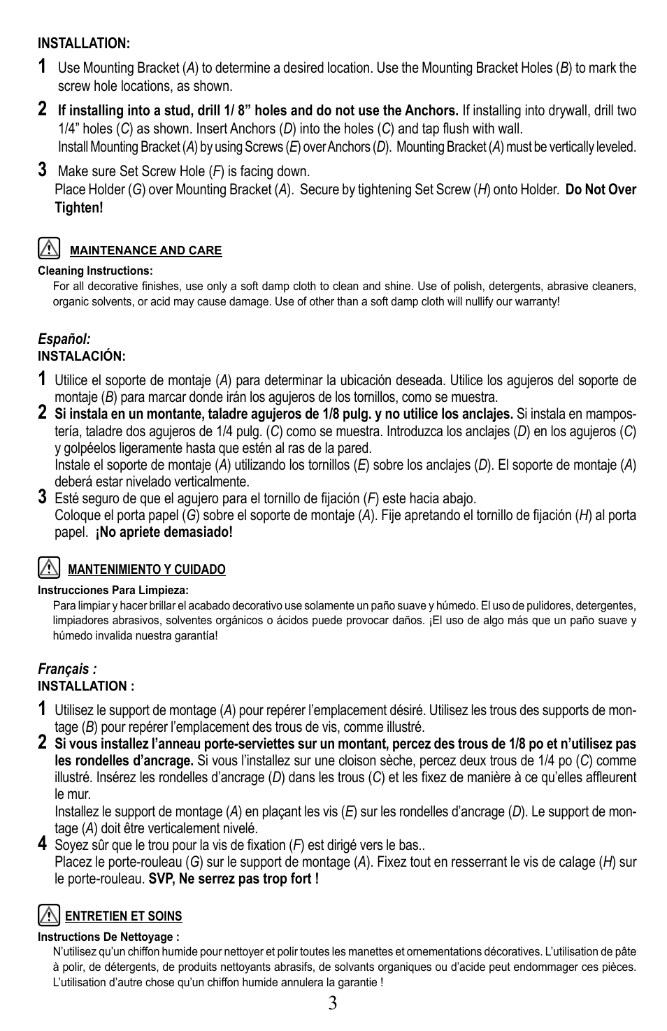 Pfister BRH-P2KK User Manual | Page 3 / 4