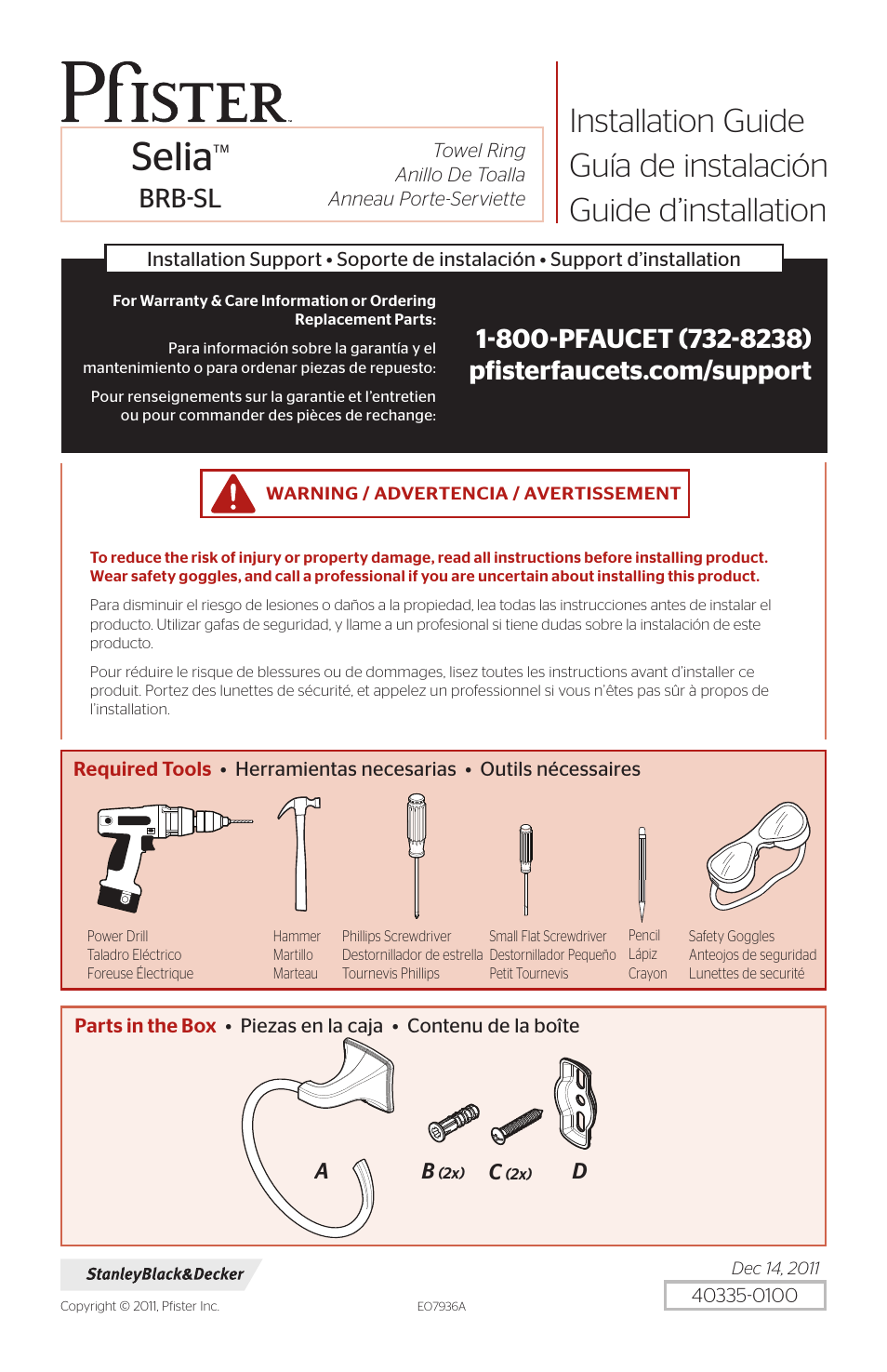 Pfister BRB-SL0K User Manual | 4 pages